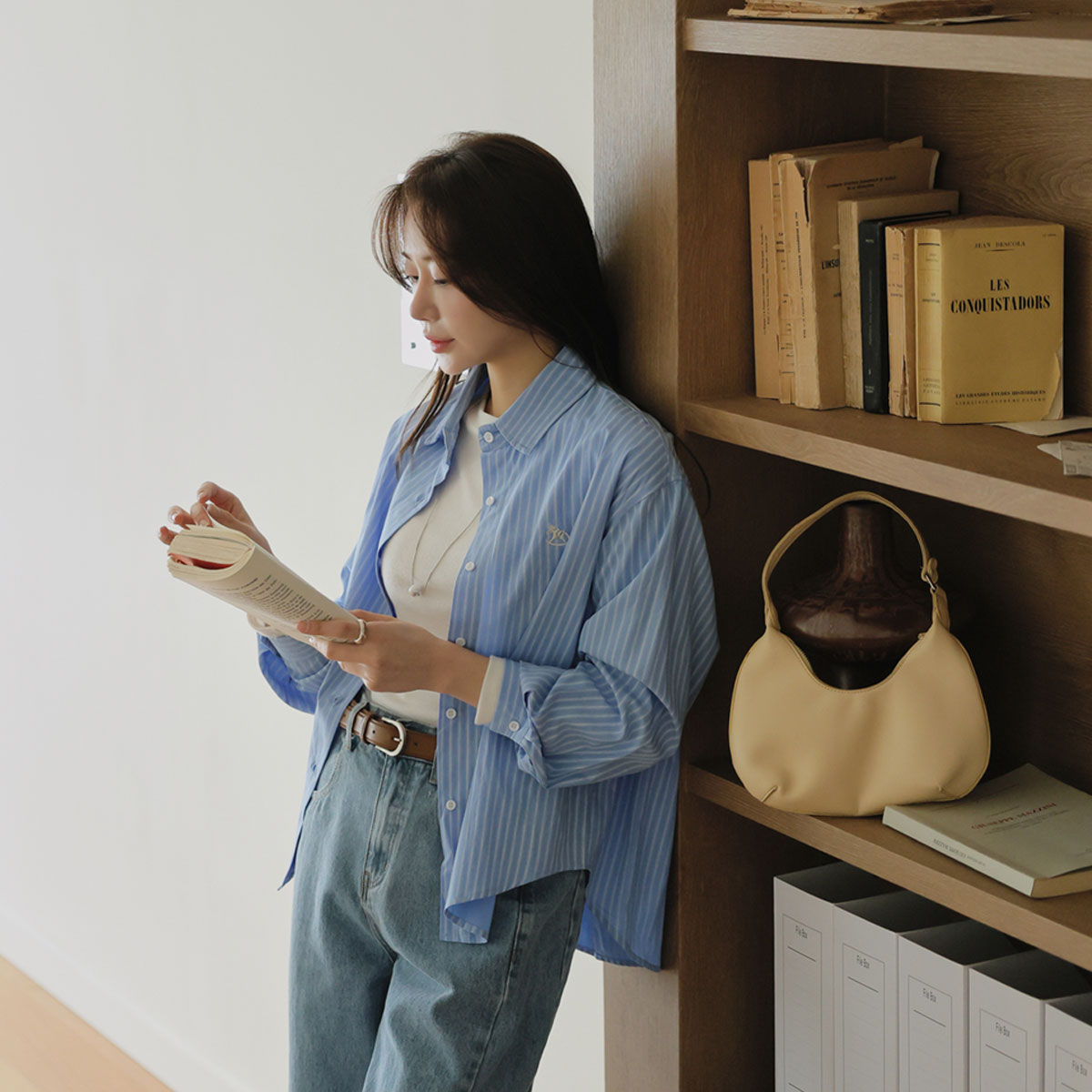 Mary Embroidery Striped Shirt