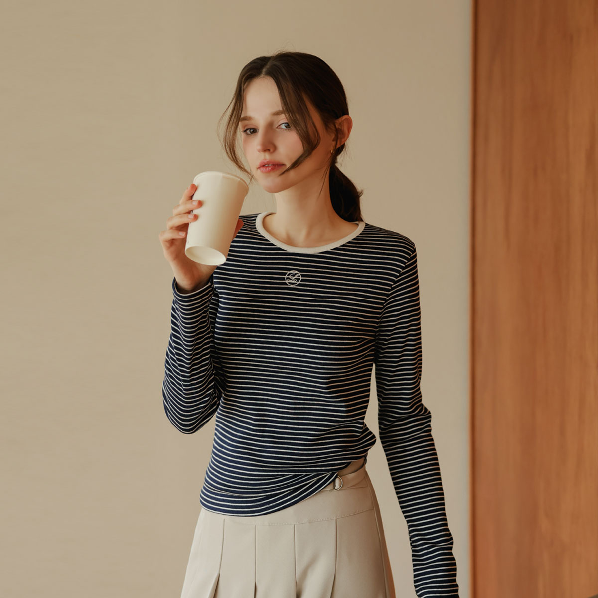 Embroidery Stripe tee