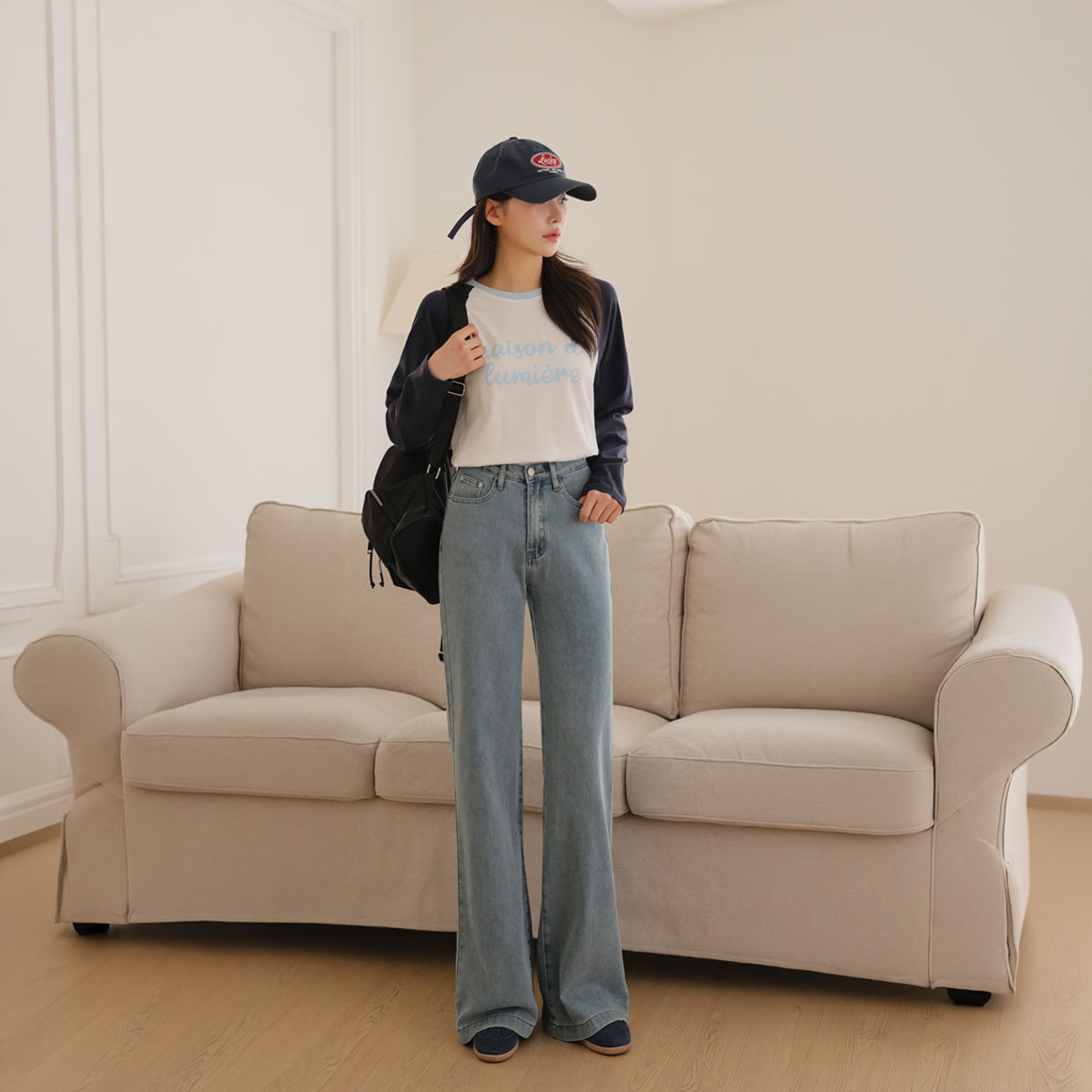 Handwritten lettering Nagrang color block t-shirt