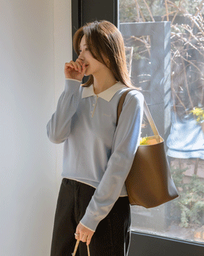 Bodul embroidery color combination collar knit