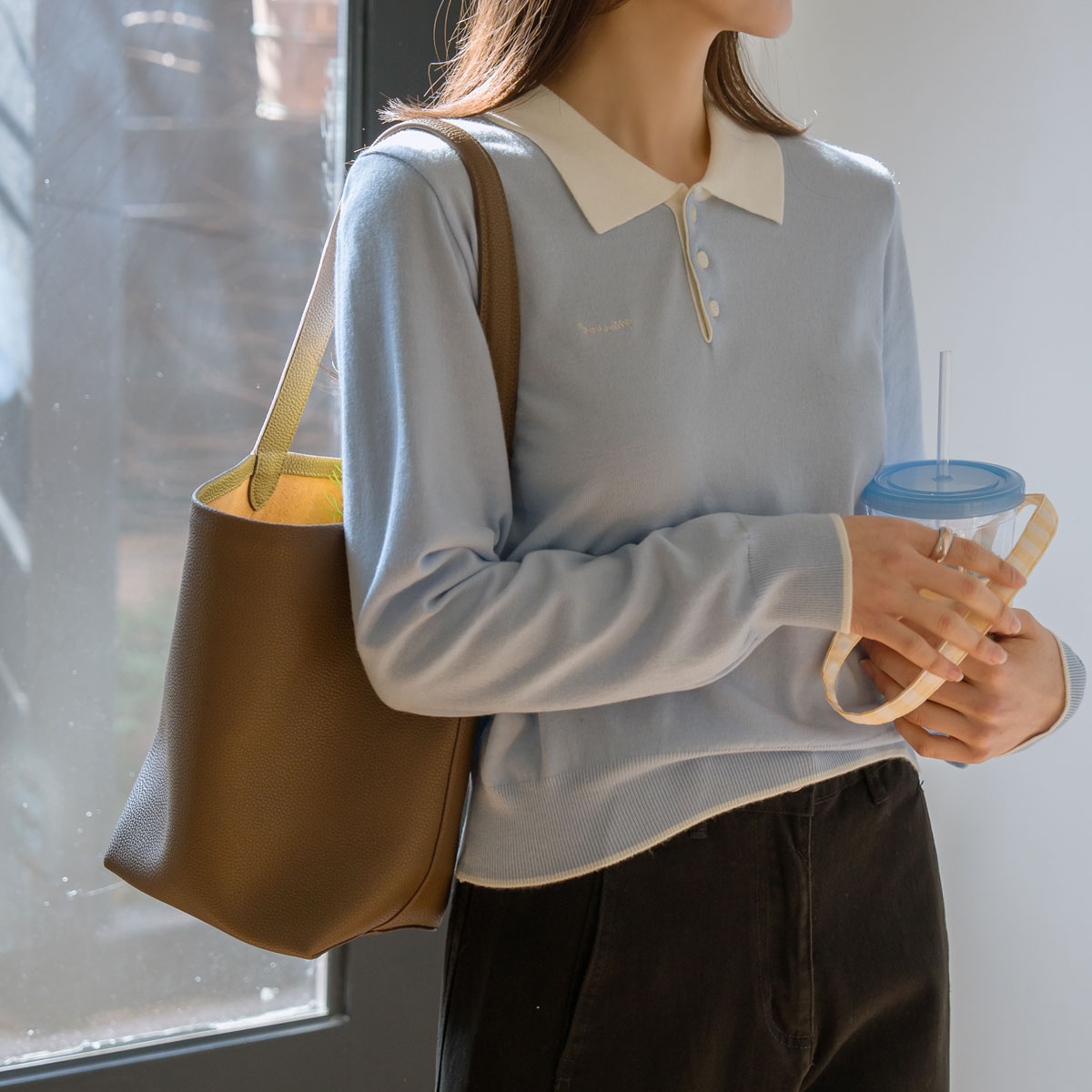 Bodul embroidery color combination collar knit