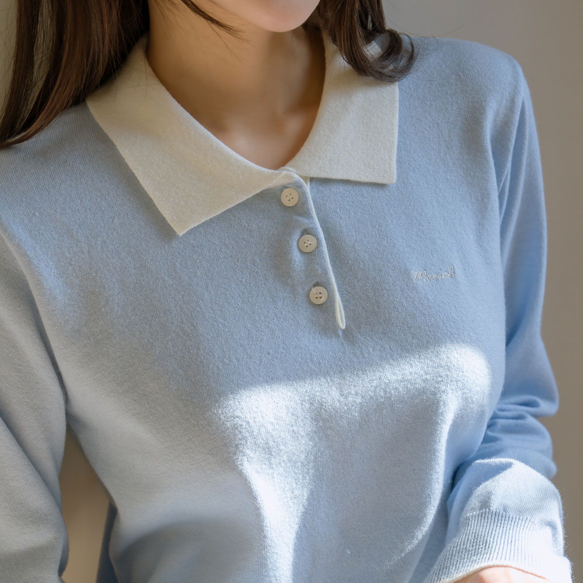 Bodul embroidery color combination collar knit