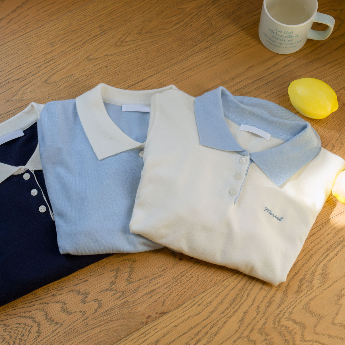 Bodul embroidery color combination collar knit