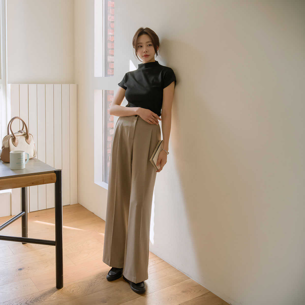 <b>[Opening Special]</b> <b>[Made]</b> 2-TYPE Wrinkle-Free Two-Pin Tuck Wide Slacks