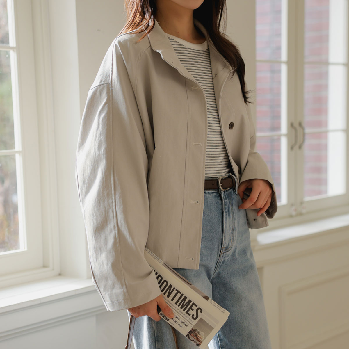 Highneck cropped jacket