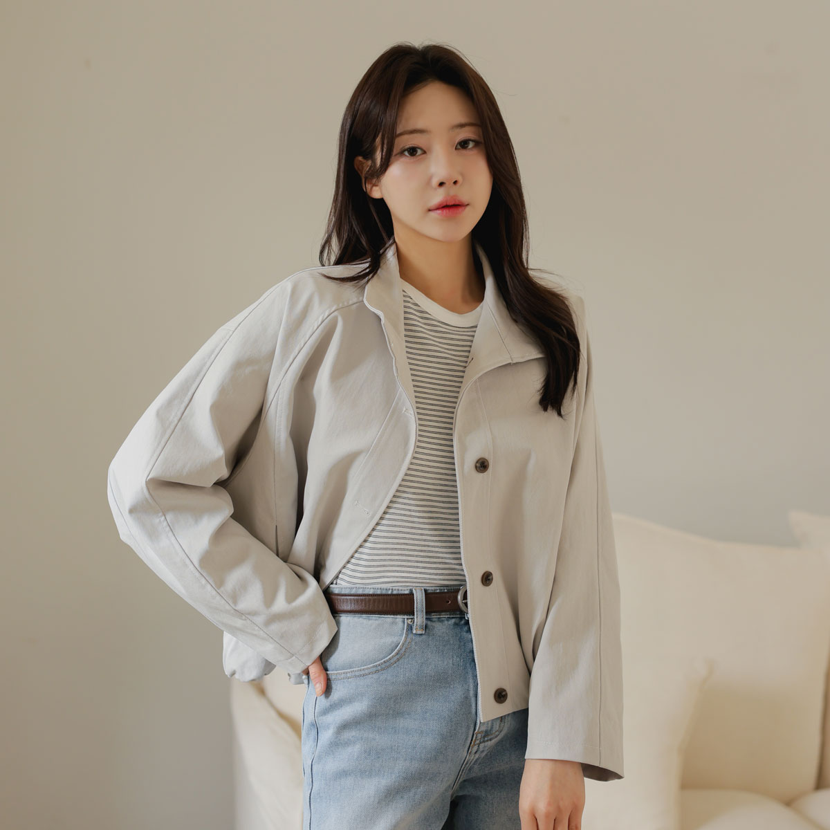 Highneck cropped jacket