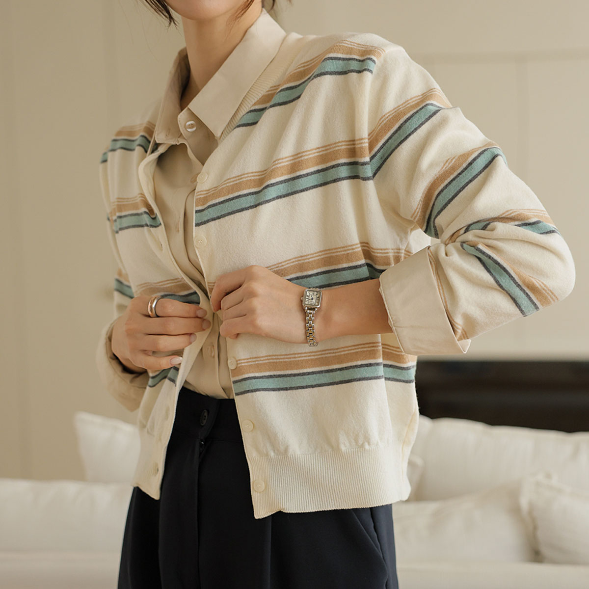 Honey button single-breasted knit