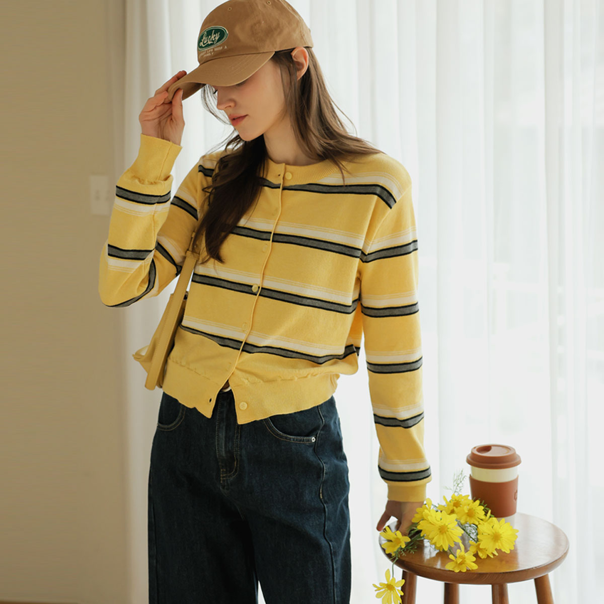 Honey button single-breasted knit