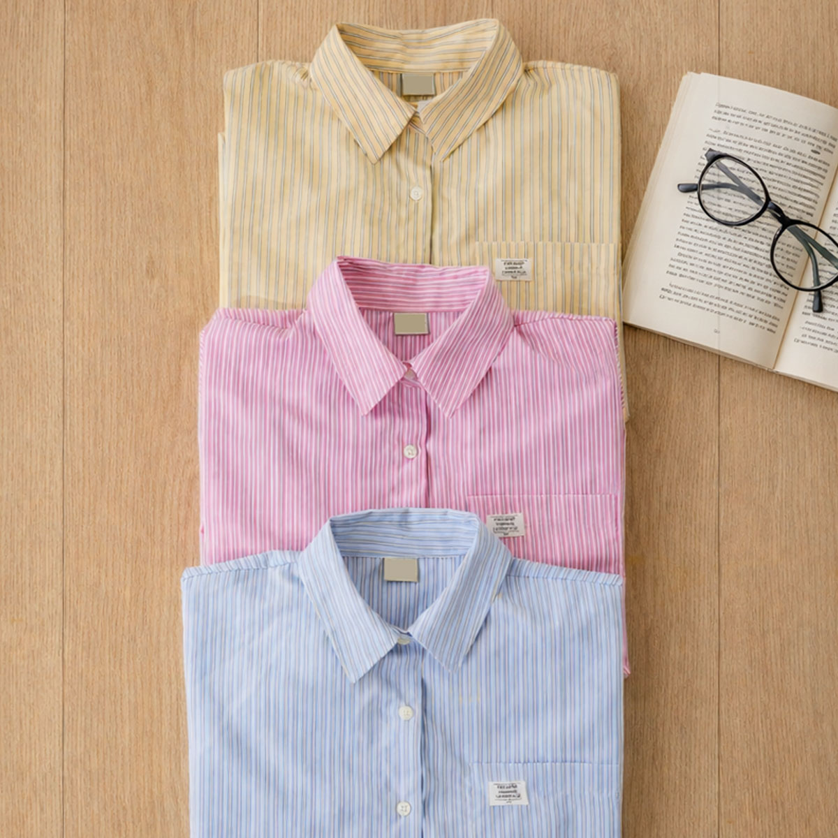Pocket Label Color Striped shirt