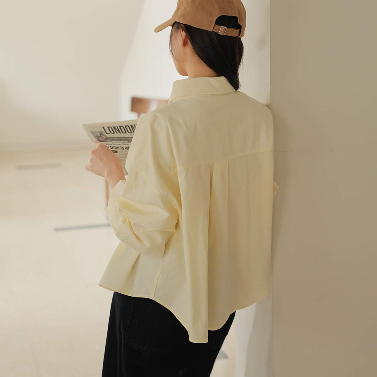 Button pocket washed crop top