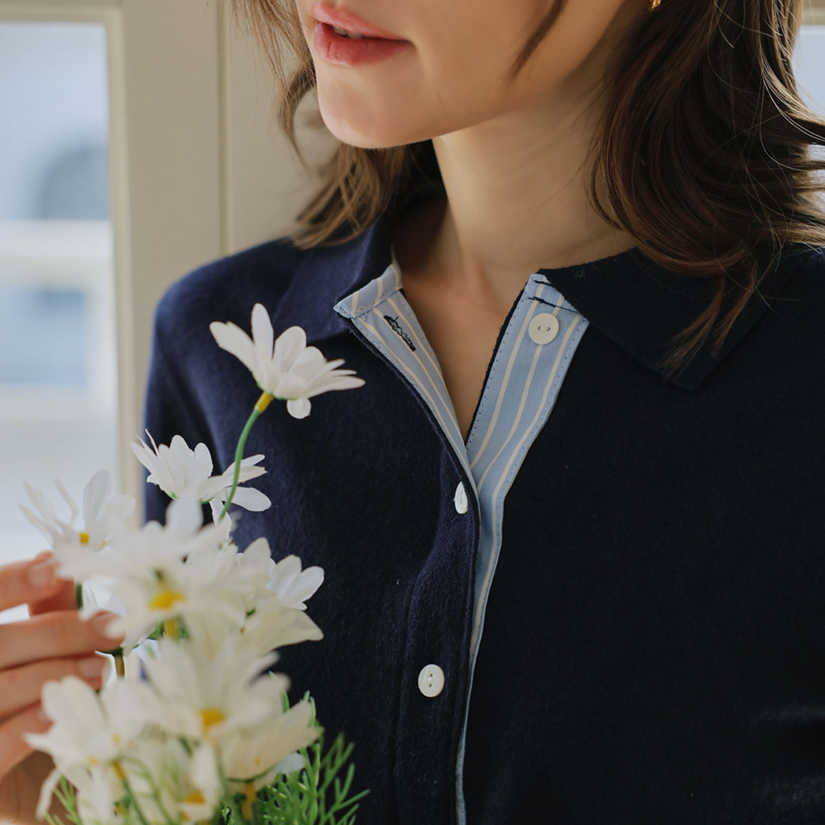 Striped color cardigan