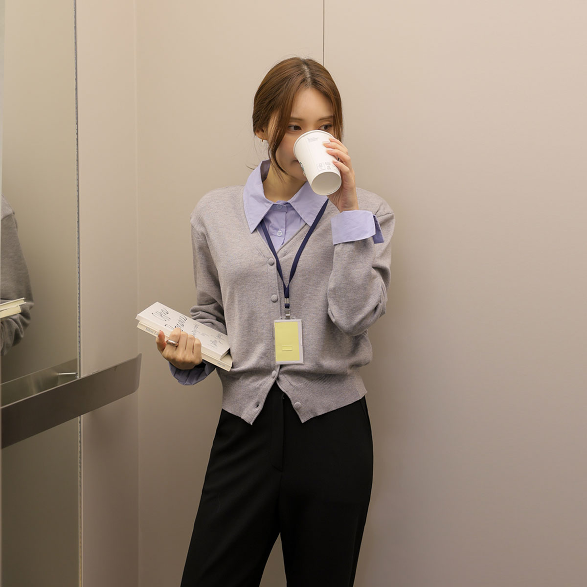 Ete Shirt layered Cardigan