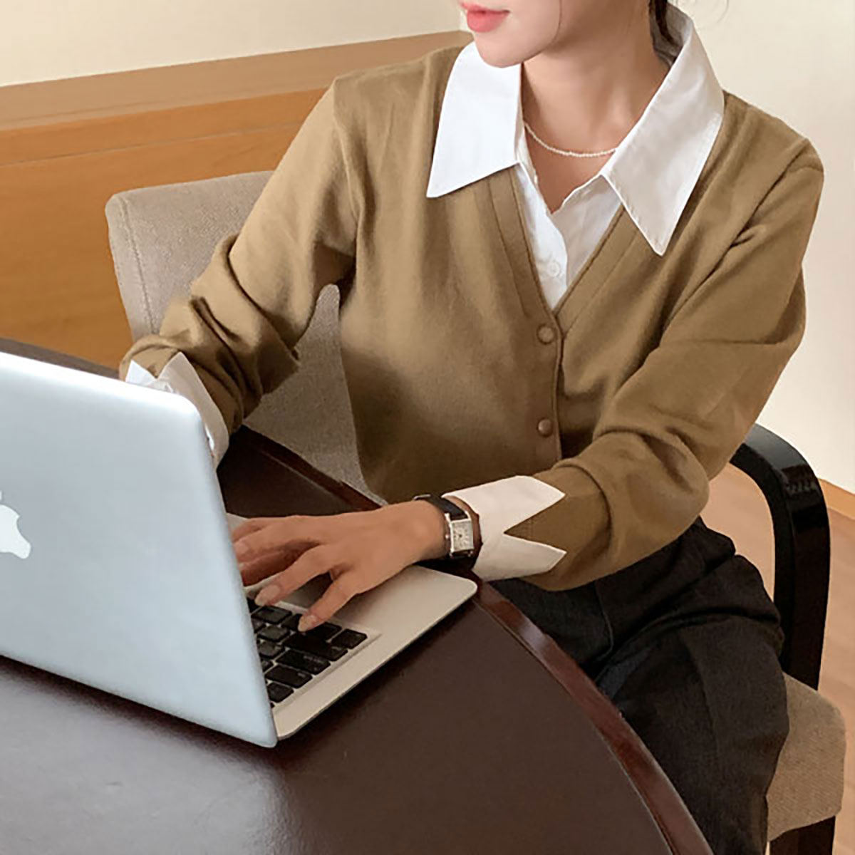 Ete Shirt layered Cardigan