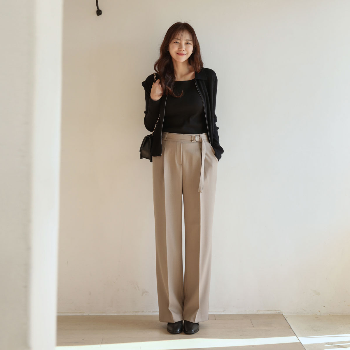 Deering Belted Pin Tuck Wide Slacks