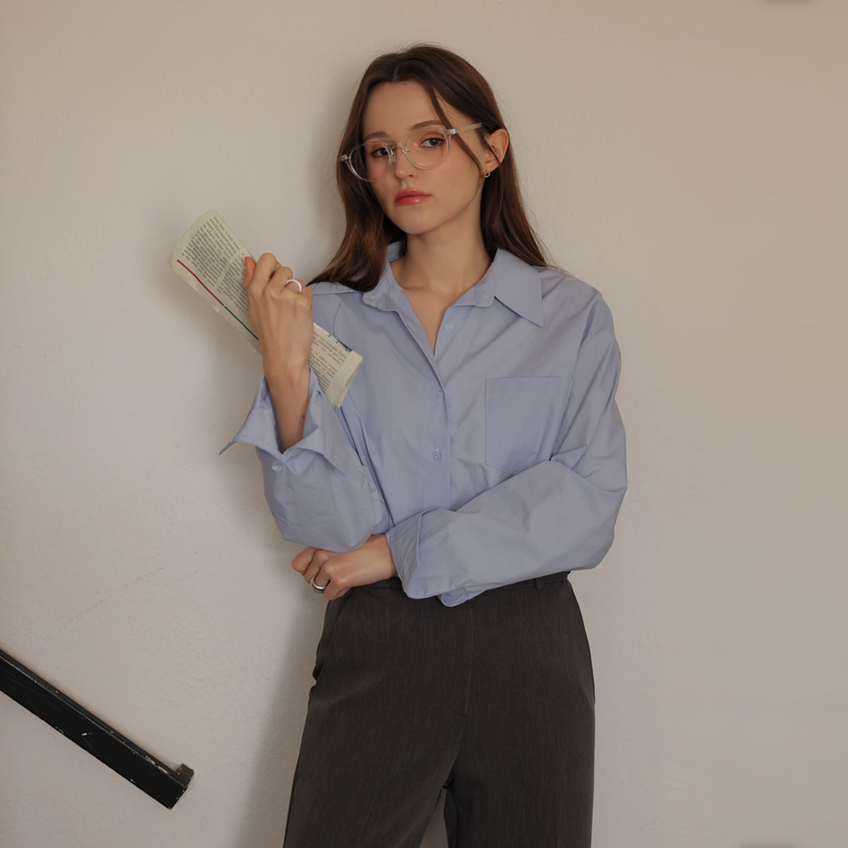 Color shirt with patch detail