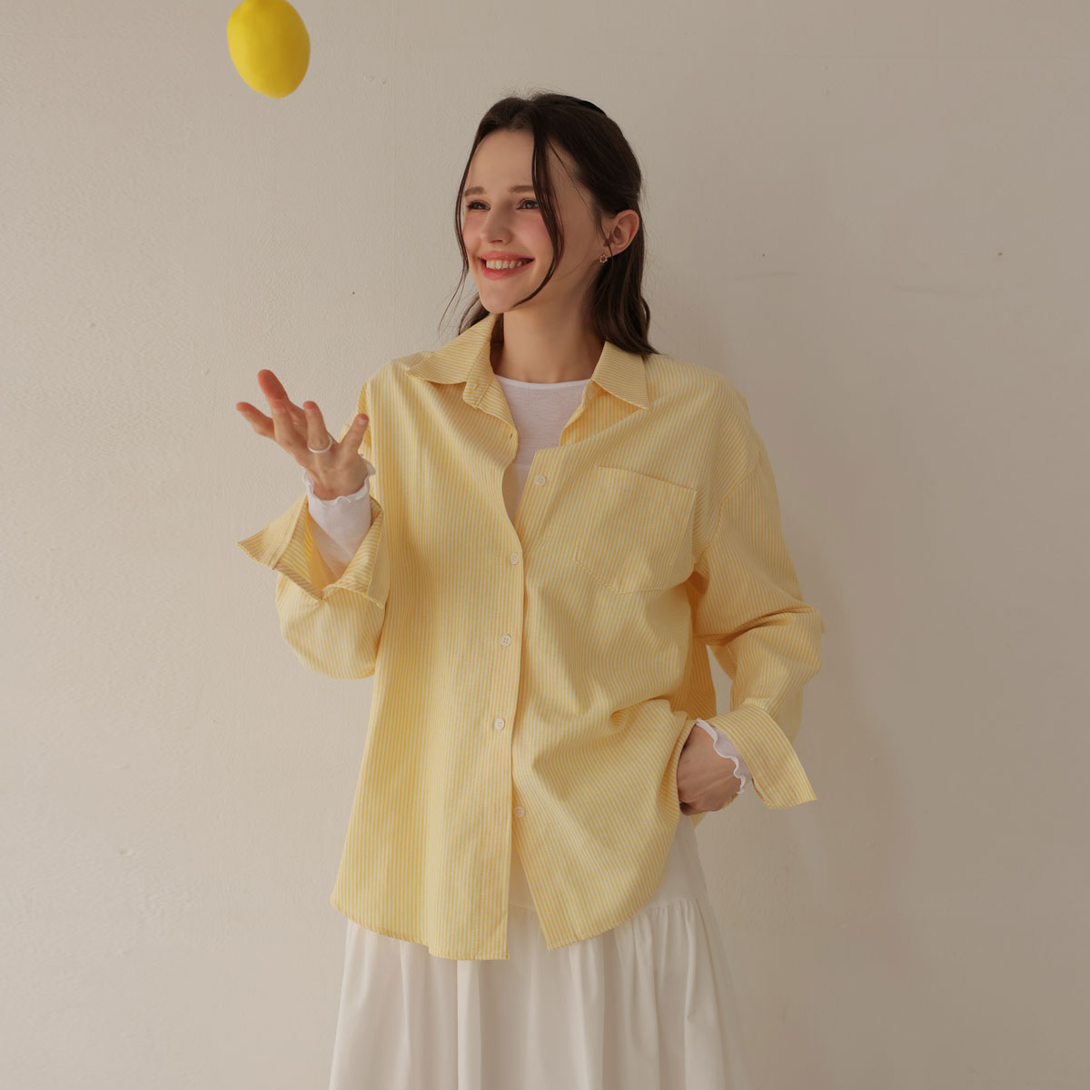 Color shirt with patch detail