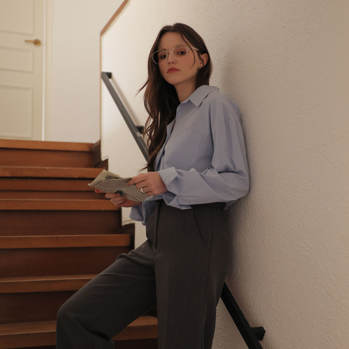 Color shirt with patch detail