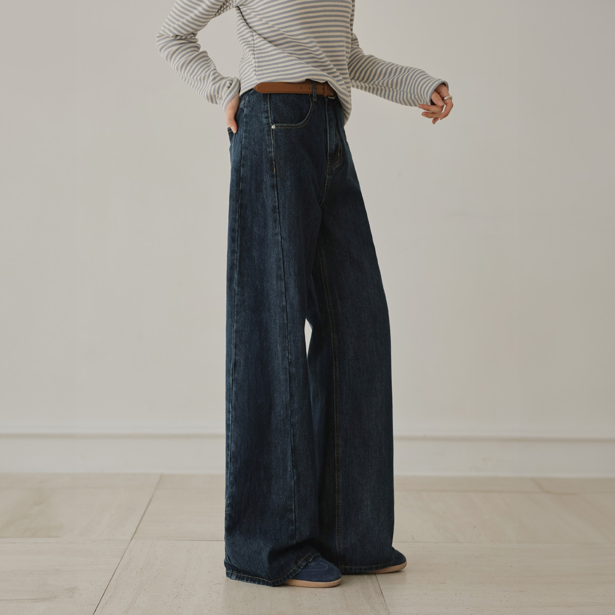 <b>[10,000 copies sold🏆/Harvey cover/Long leg fit]</b> 3-type optical illusion wide denim pants