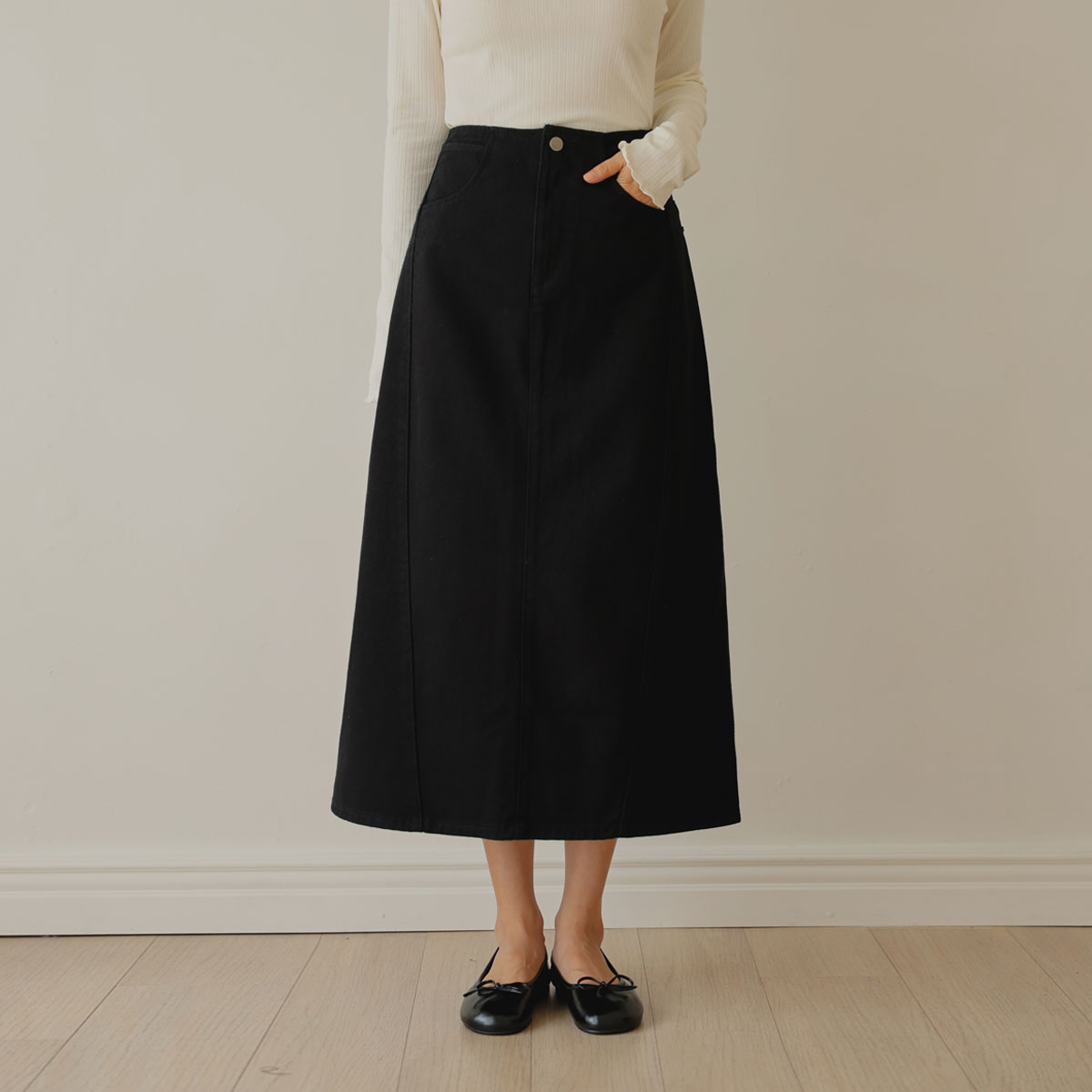 <b>[Limited Quantity SALE]</b> Back Visor Cotton Maxi Skirt