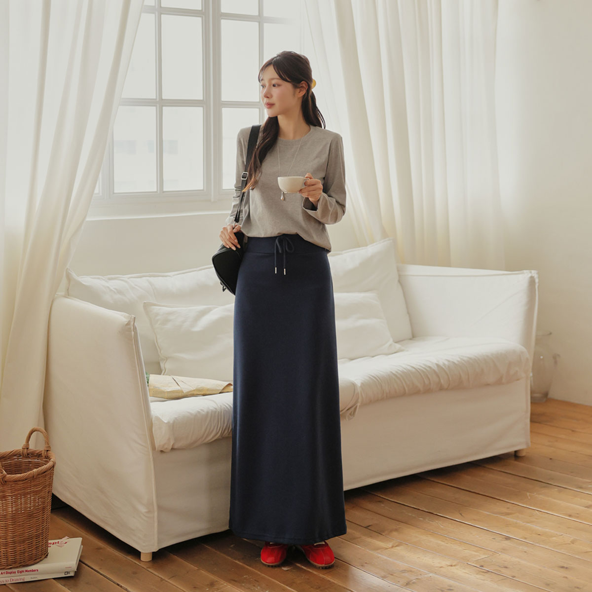 Flaccid Covering Spandex Long Skirt