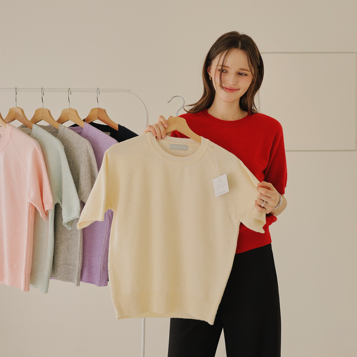 Soft Fine Raglan Short Sleeve Knit