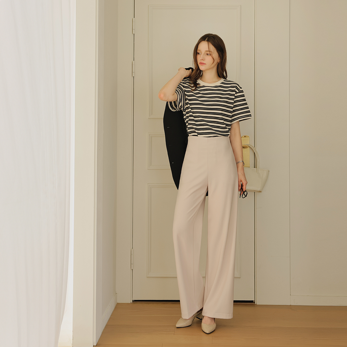 <b>[Made]</b> Belly Cover Mochi High-Waist Slacks