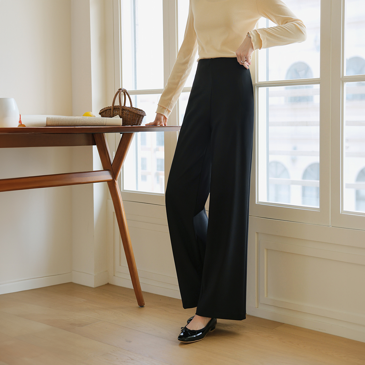 <b>[Made]</b> Belly Cover Mochi High-Waist Slacks