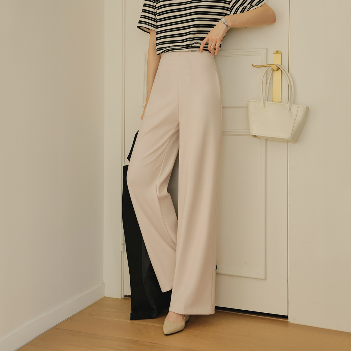 <b>[Made]</b> Belly Cover Mochi High-Waist Slacks