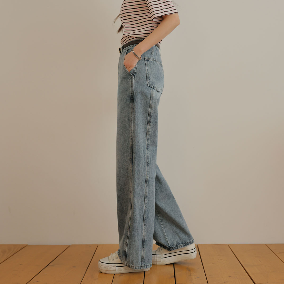 3TYPE back slit wide denim pants