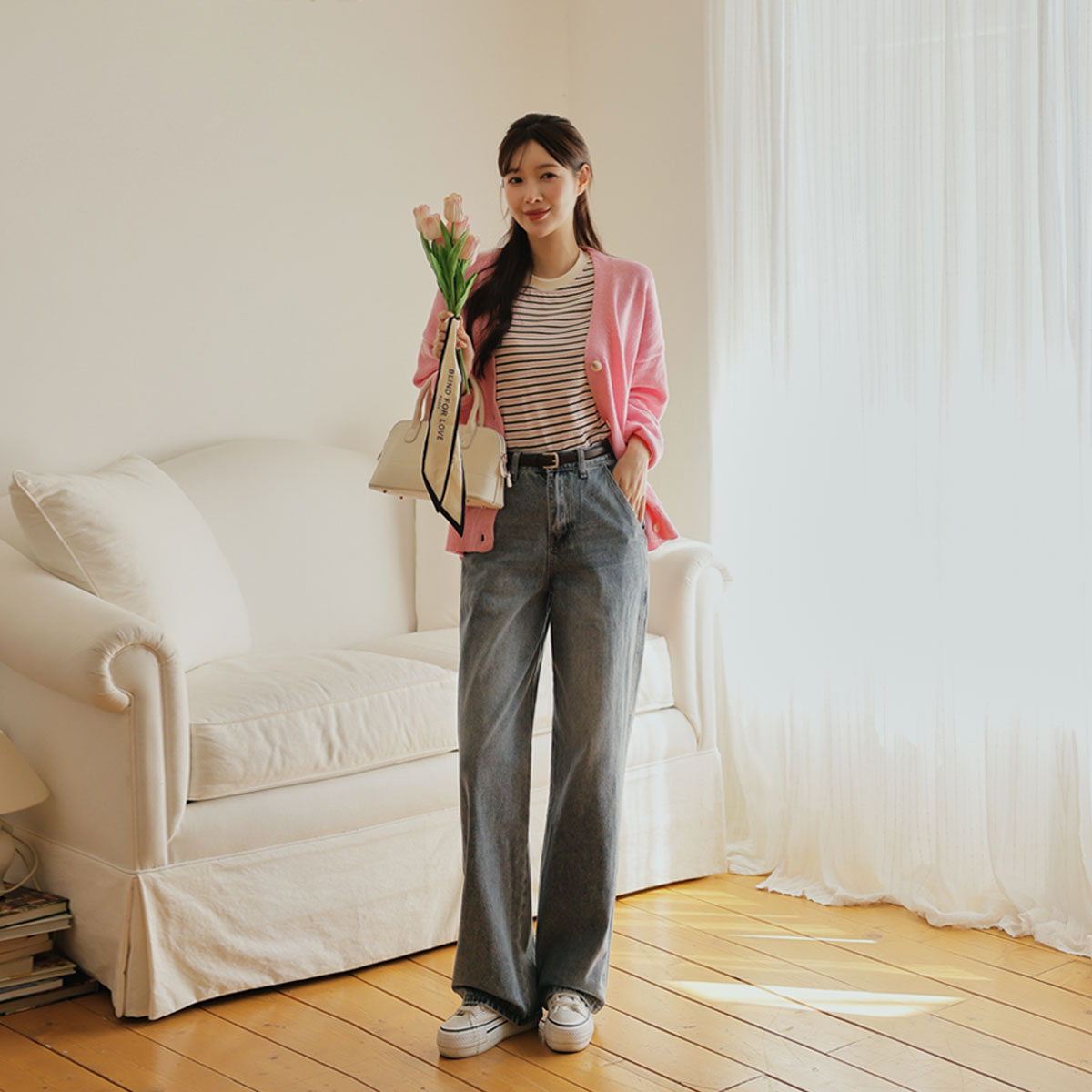 3TYPE back slit wide denim pants