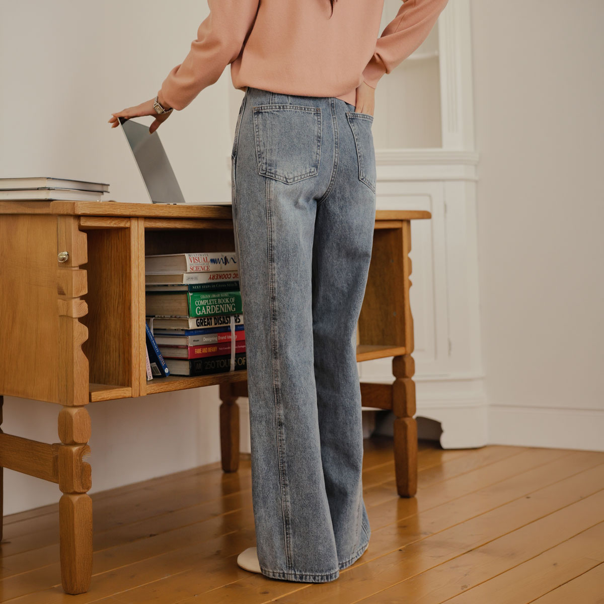 3TYPE back slit wide denim pants