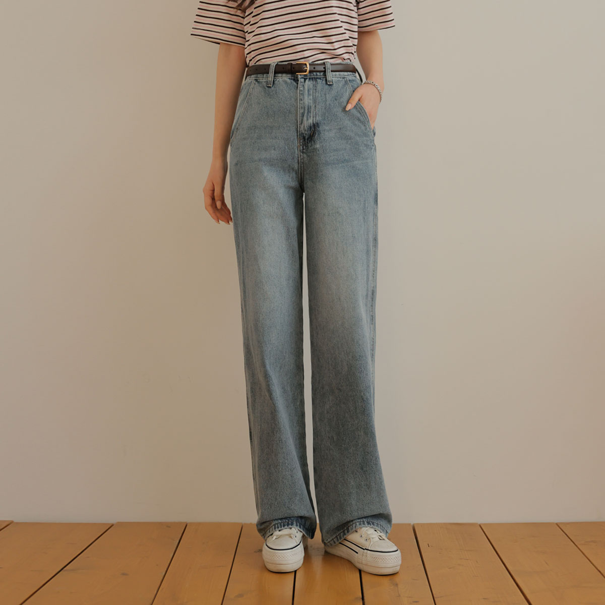 3TYPE back slit wide denim pants