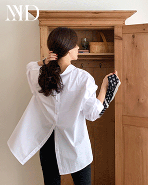 <b>[Limited Quantity SALE]</b> <b>[Made]</b> French Back Button Oversized Shirt (55-88)