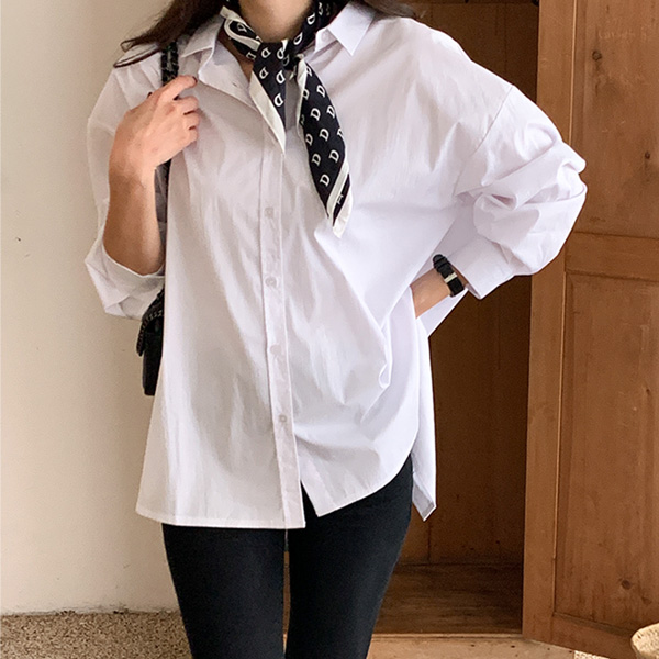 <b>[Limited Quantity SALE]</b> <b>[Made]</b> French Back Button Oversized Shirt (55-88)