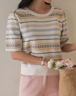 <b>[Limited Quantity SALE]</b> Ethnic Jacquard Short-Sleeve Knit