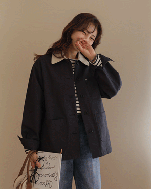 <b>[Limited Quantity SALE]</b> Contrast Collar Pocket Safari Jumper