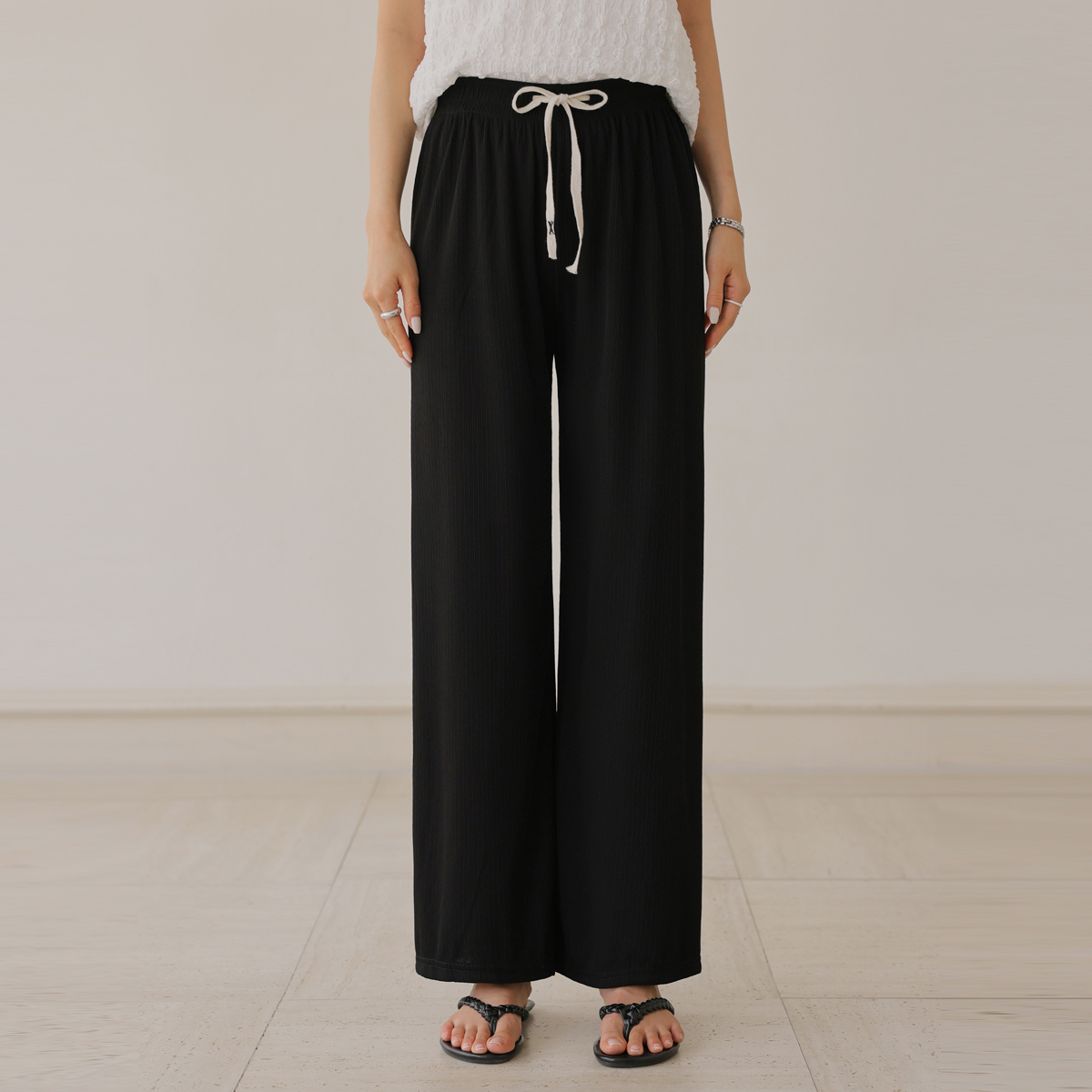 <b>[Limited Quantity SALE]</b> Cooling Pleated Wide Elastic Waist Pants