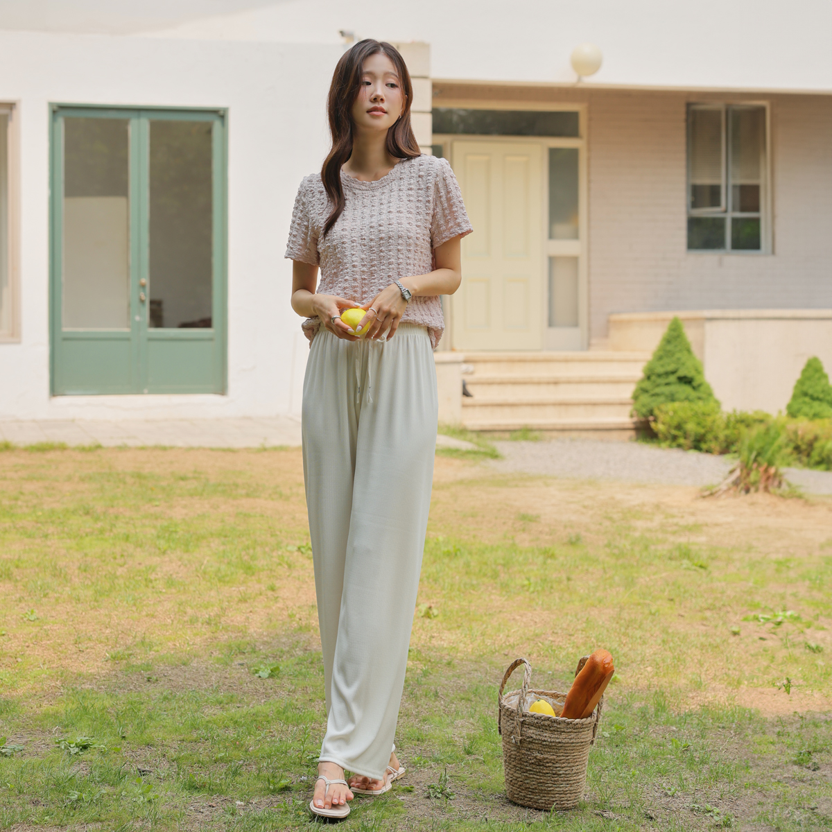 <b>[Limited Quantity SALE]</b> Cooling Pleated Wide Elastic Waist Pants