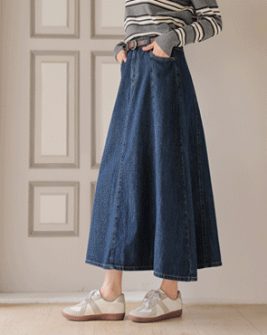 <b>[Limited Quantity SALE]</b> A-line flare denim skirt