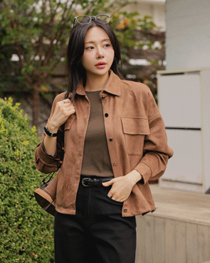 Flap pocket string shirt jacket