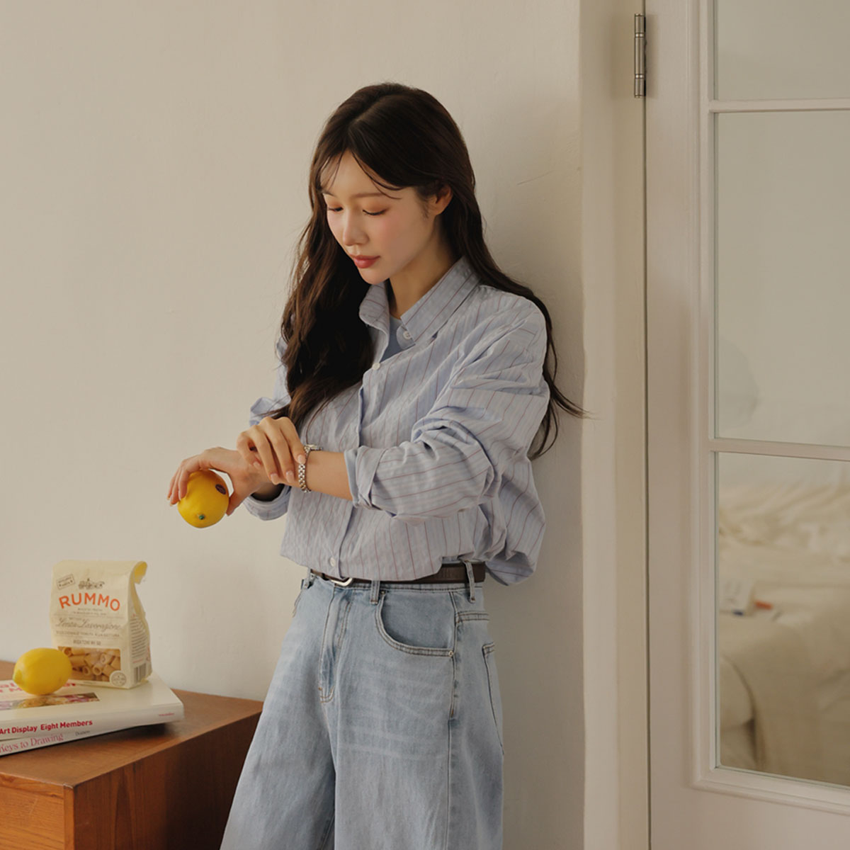 Color Loose Stripe Shirts