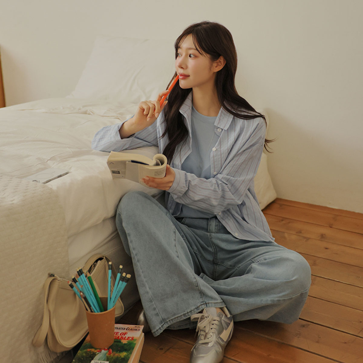 Color Loose Stripe Shirts