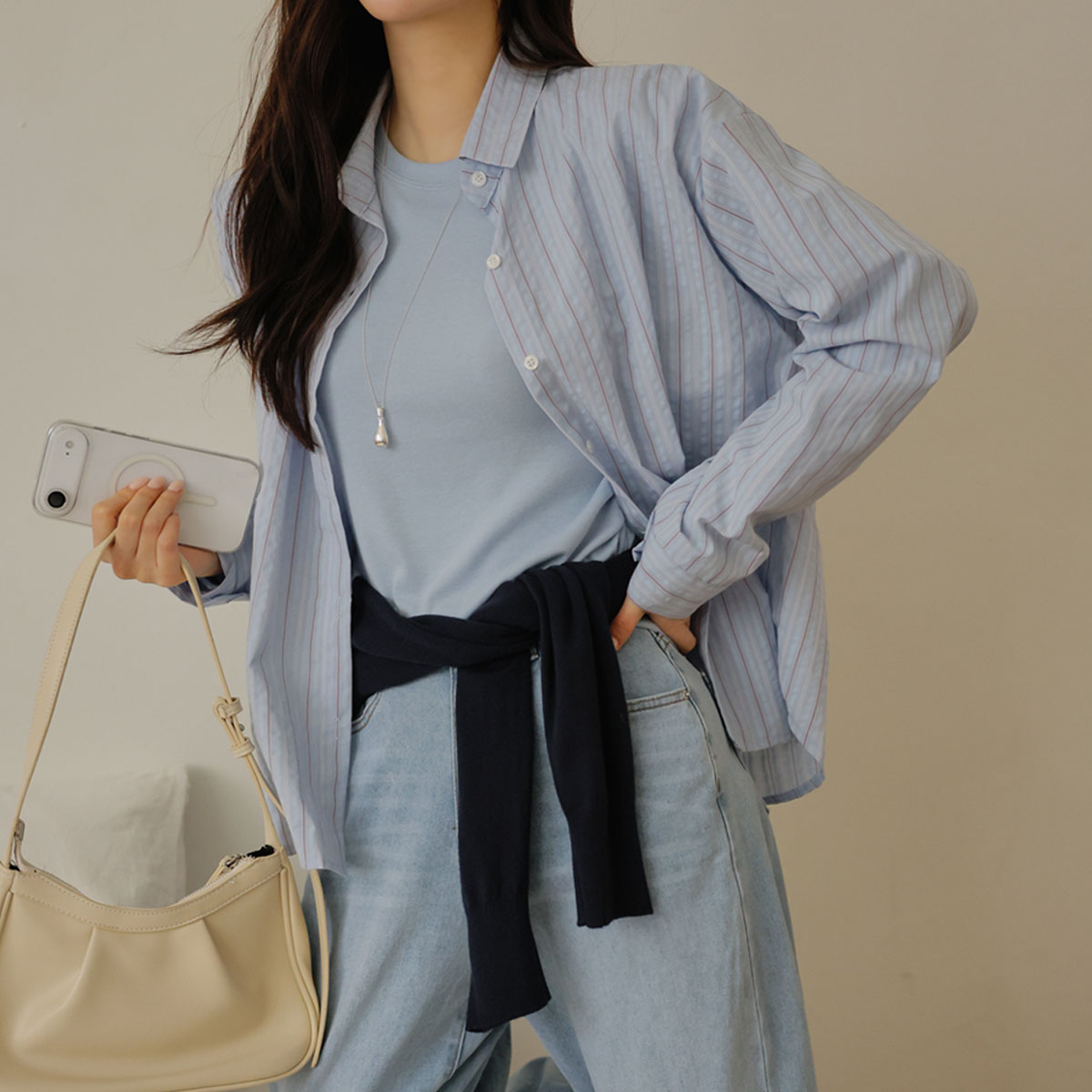 Color Loose Stripe Shirts