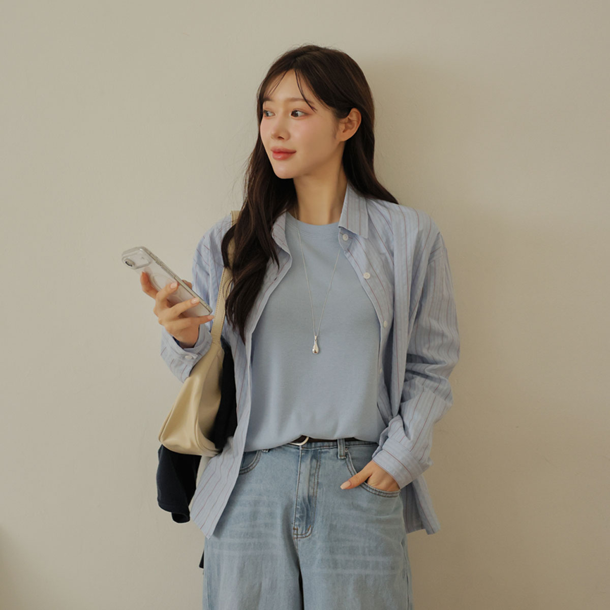 Color Loose Stripe Shirts