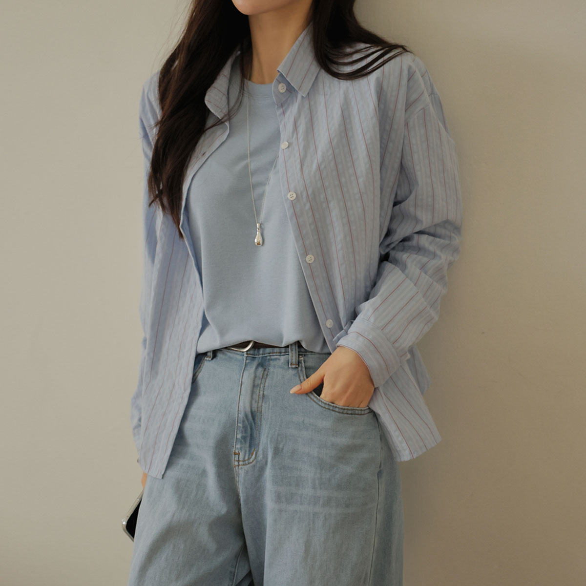 Color Loose Stripe Shirts