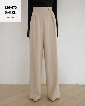3TYPE Welt Pintuck Spandex Wide Slacks