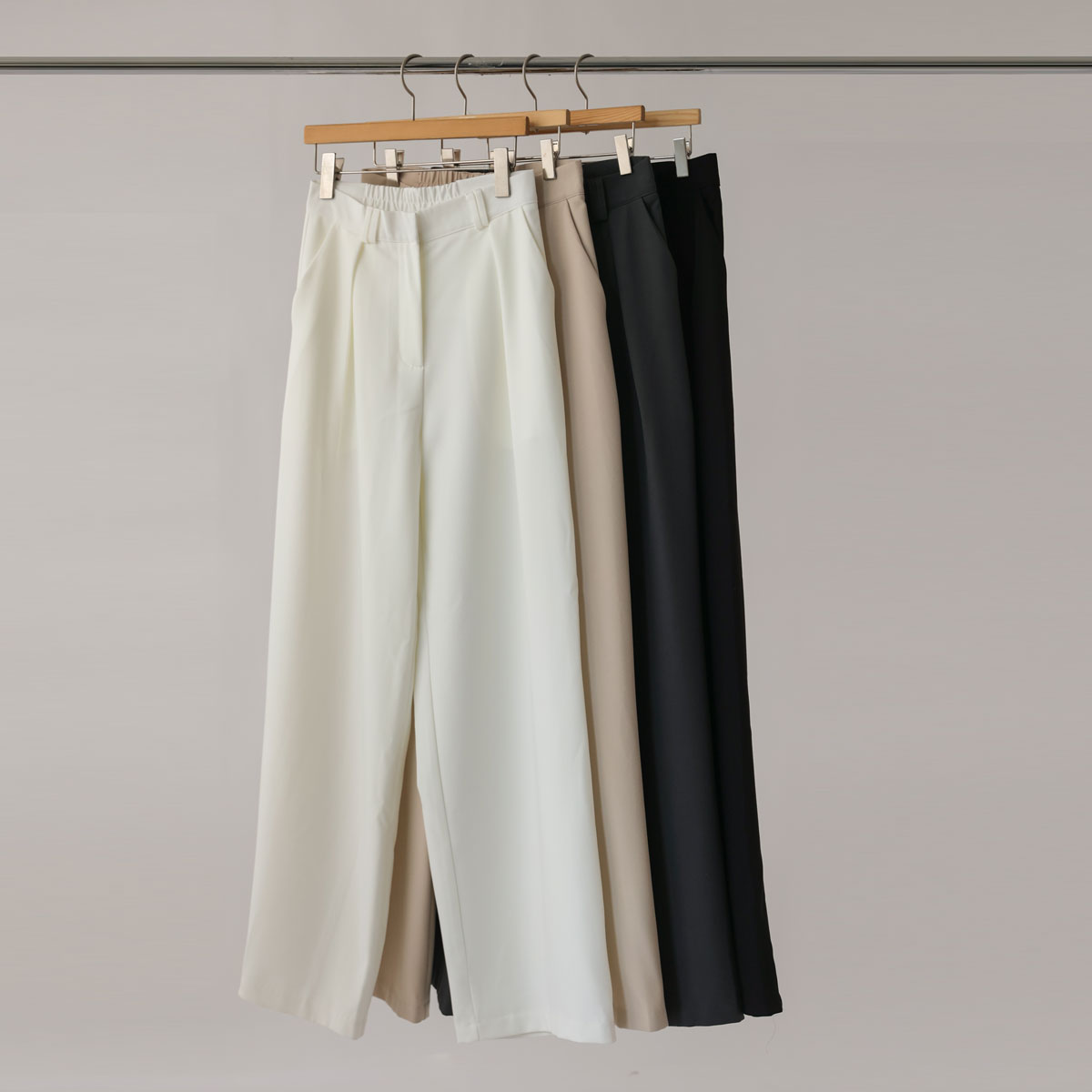 3TYPE Welt Pintuck Spandex Wide Slacks