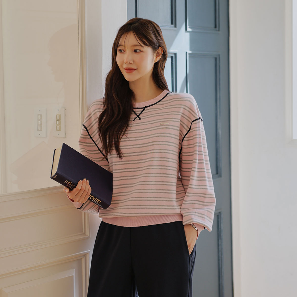 Stitch-block single-breasted knit