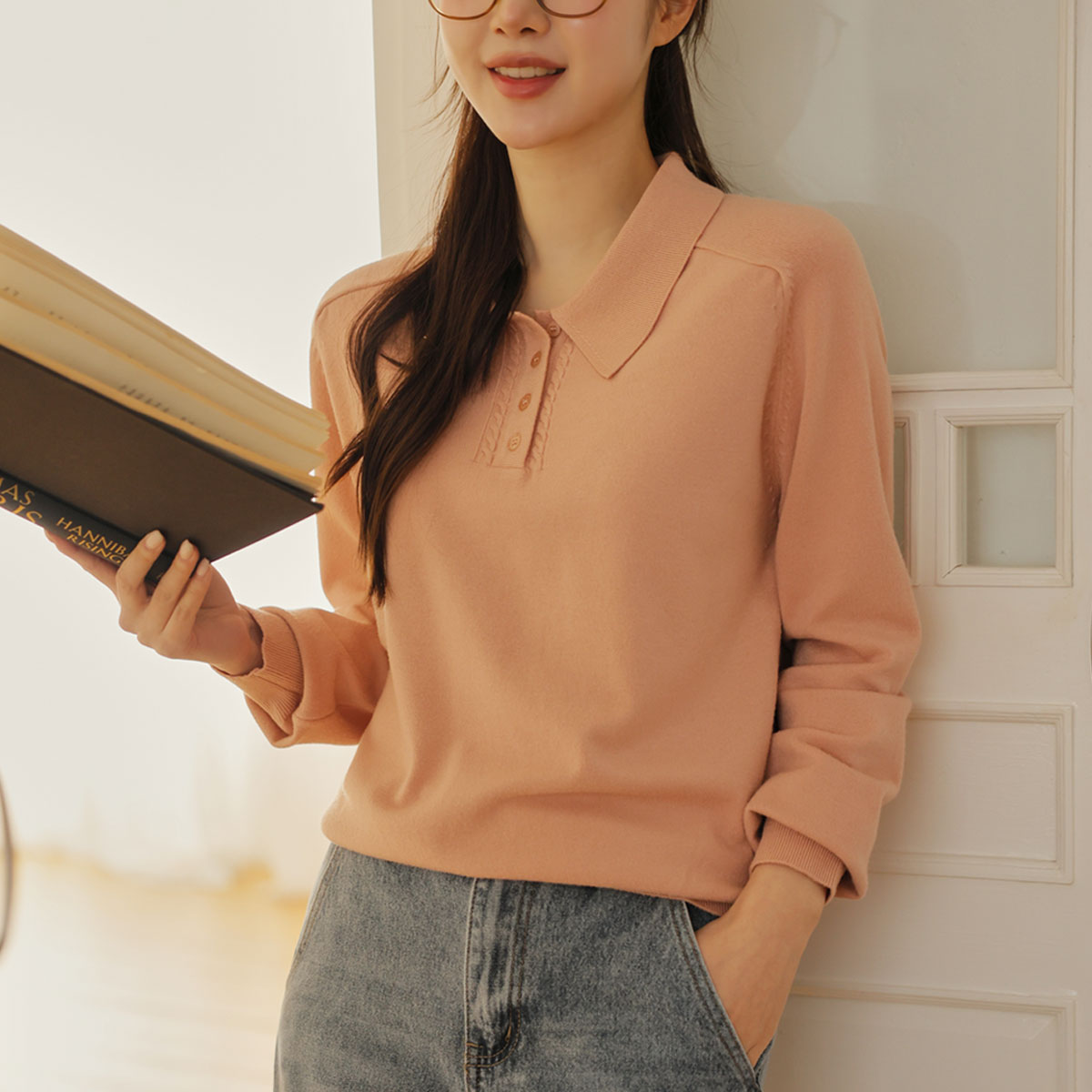 Soft viscose nagrang collar knit