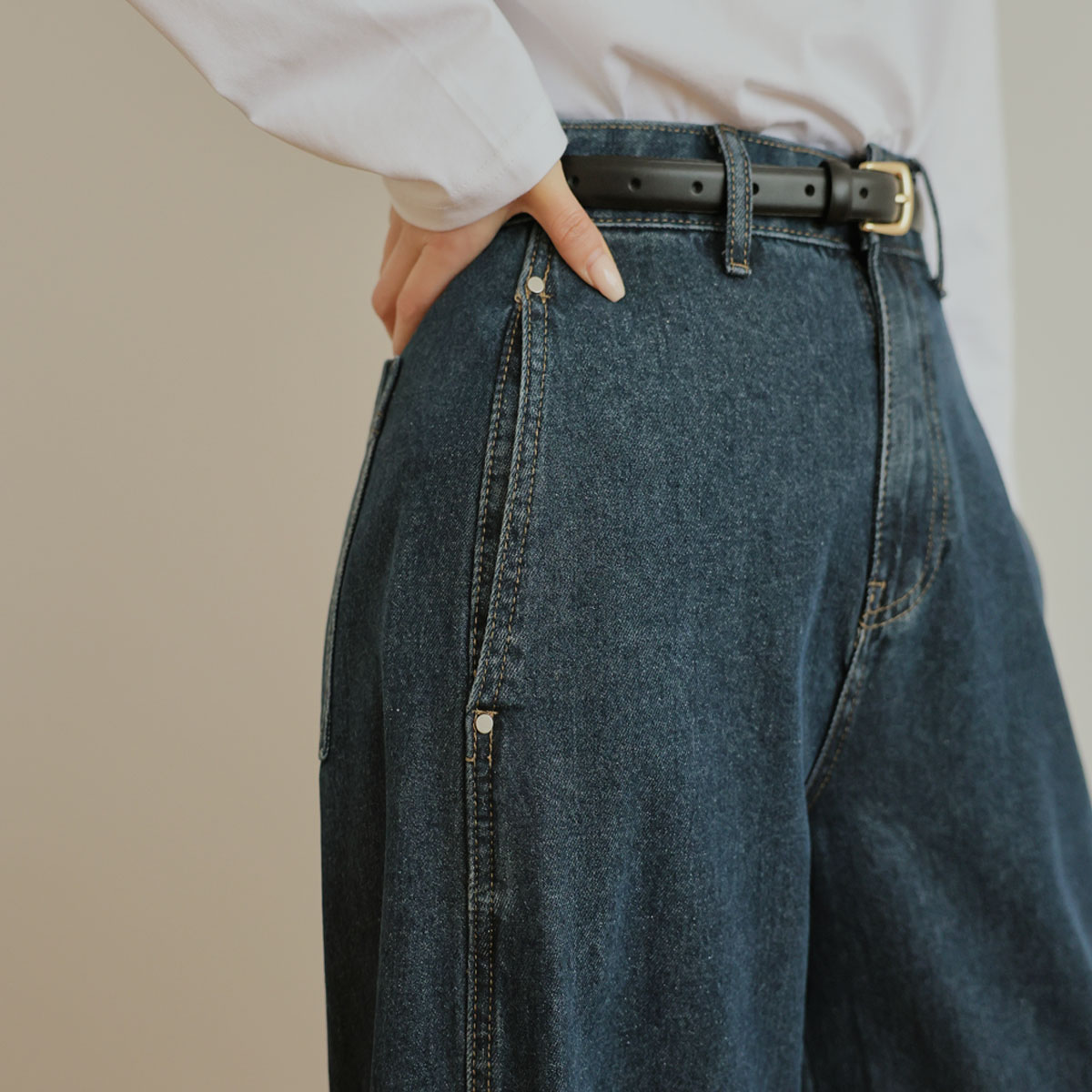 3TYPE Pocket Cut Denim Wide Pants